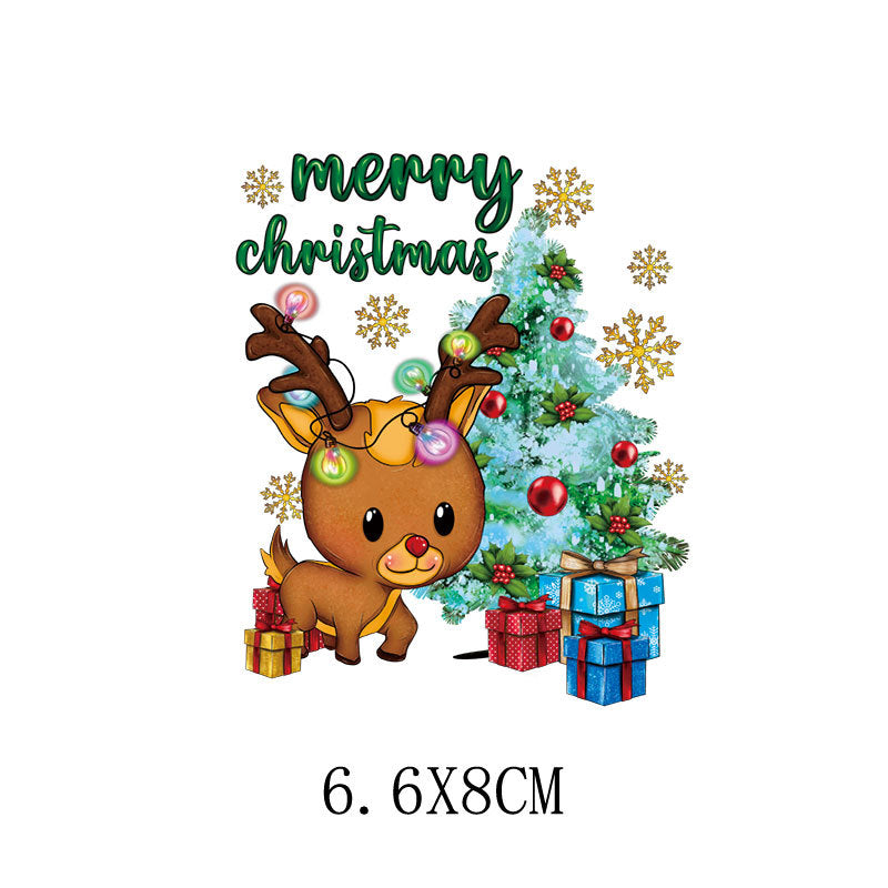 Wholesale Green cartoon Christmas heat transfer pattern   UV DTF Ready to Press Transfers Wraps