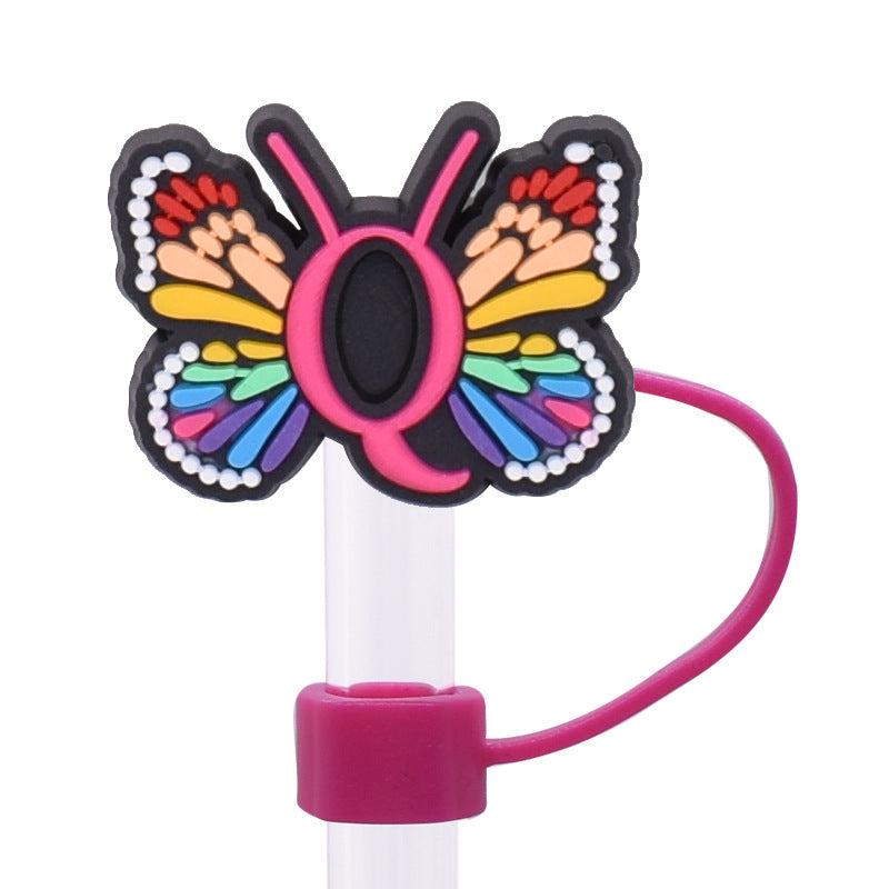 Wholesale  Random 100pcs/pack   Butterfly letter dustproof straw cover  Straw Tube Cap