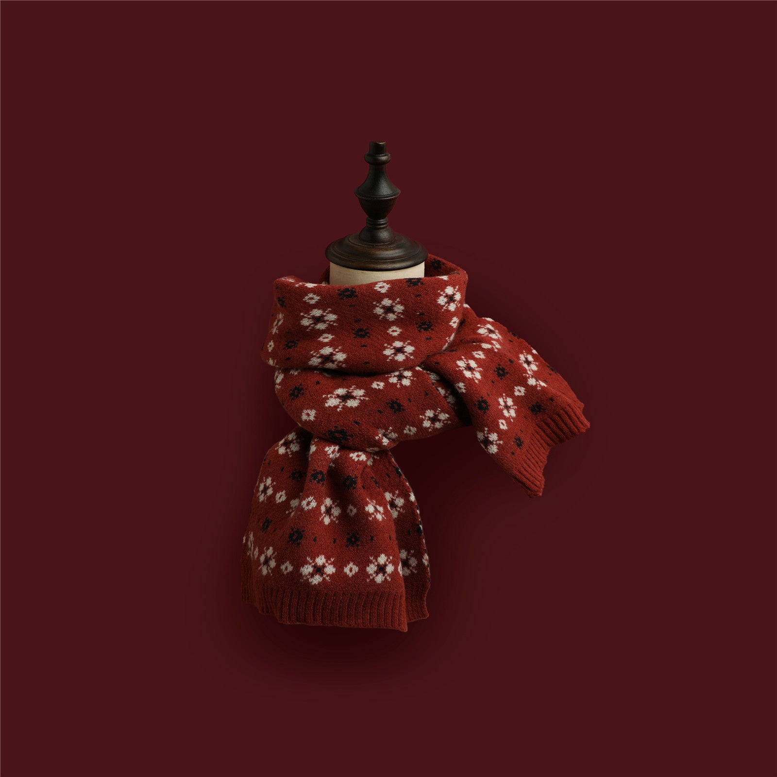Wholesale Christmas Knitted Wool Red Scarf