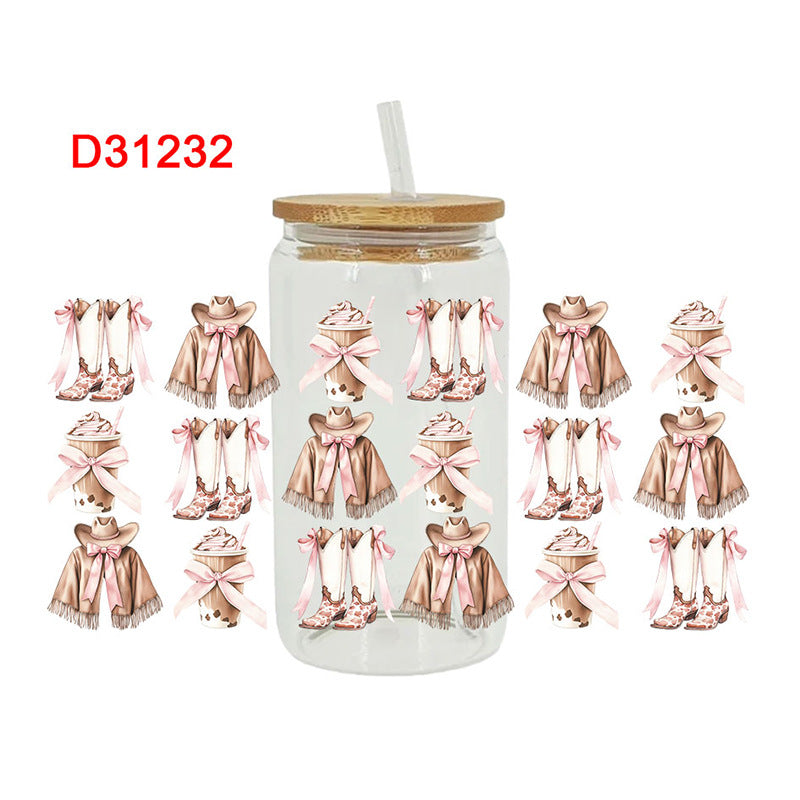 Wholesale Western style hat and clothing series 16oz Cup UV DTF Wraps