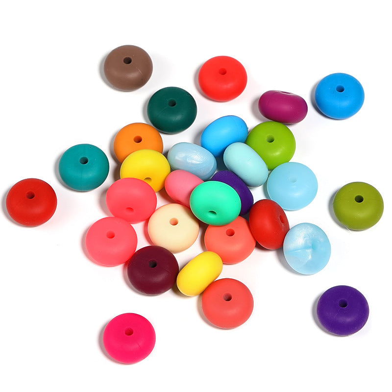 Wholesale 200pcs 14mm Silicone Flat Beads Candy Color Abacus Beads DIY Jewelry Accessories Spacer