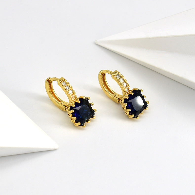 Wholesale Temperament Inlaid Cubic Zirconia Simple and Sweet Full Diamond Copper Earrings