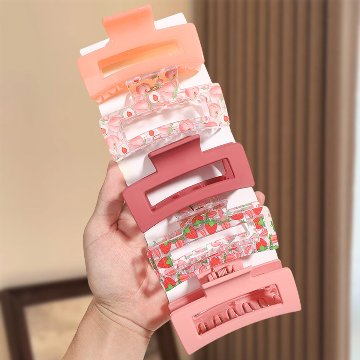 Wholesale Heart Print Summer Heat Square Hair Shark Clip