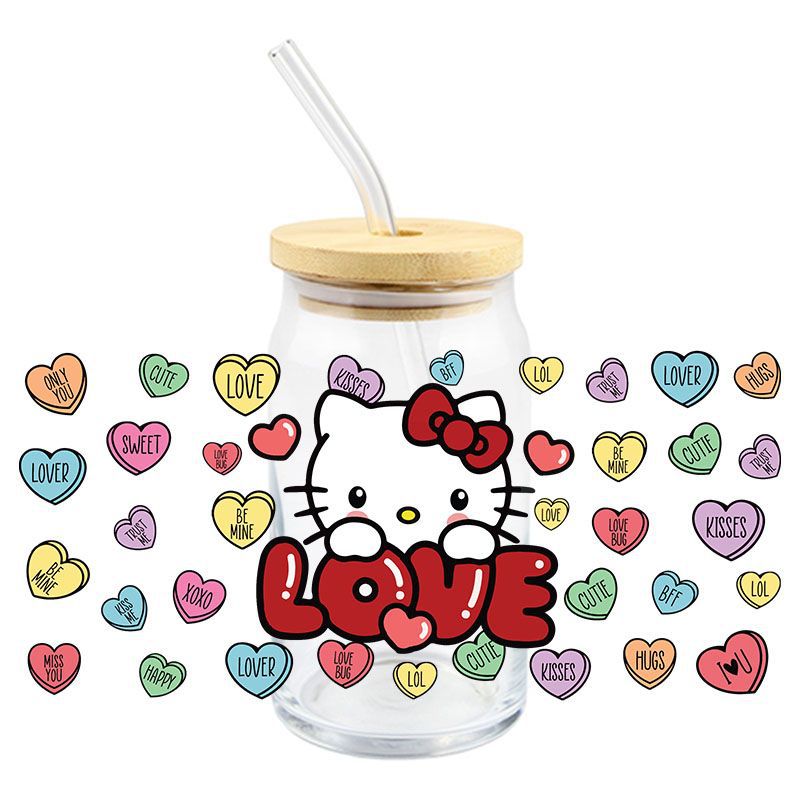 Wholesale 5pcs Cartoon Valentine' s Day  16oz Cup UV DTF Wraps OLY Exclusive