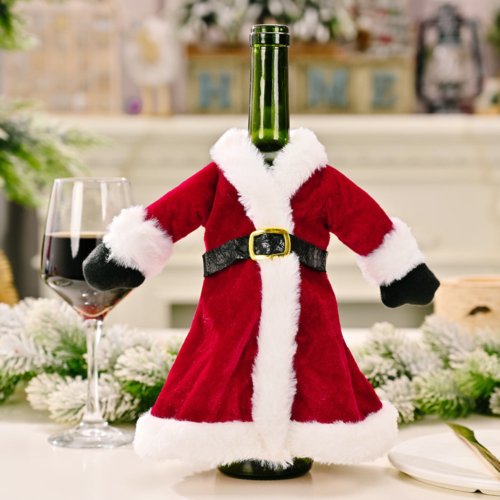 Wholesale Christmas Fabric Skirt Dress Wine Bottle Cover