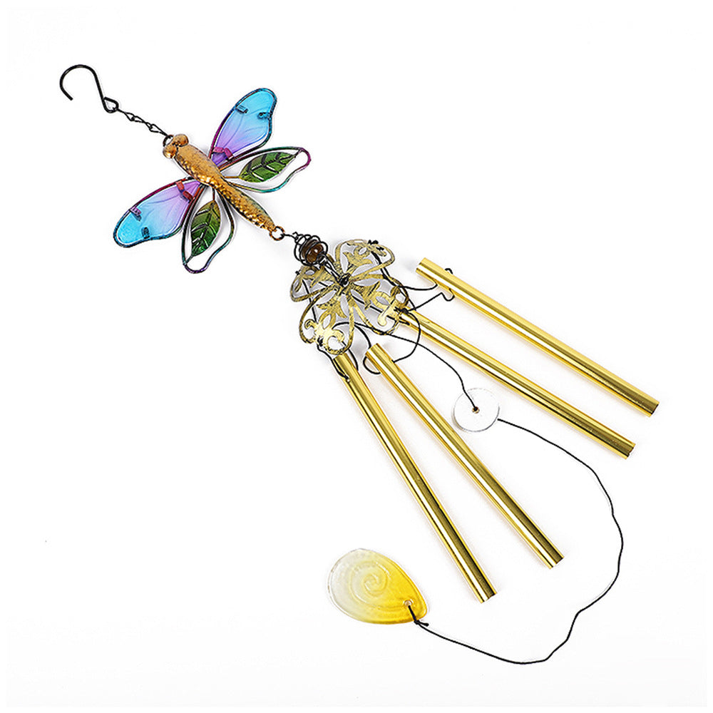 Wholesale Hummingbird Metal Glass Painted Wind Chime Ornament