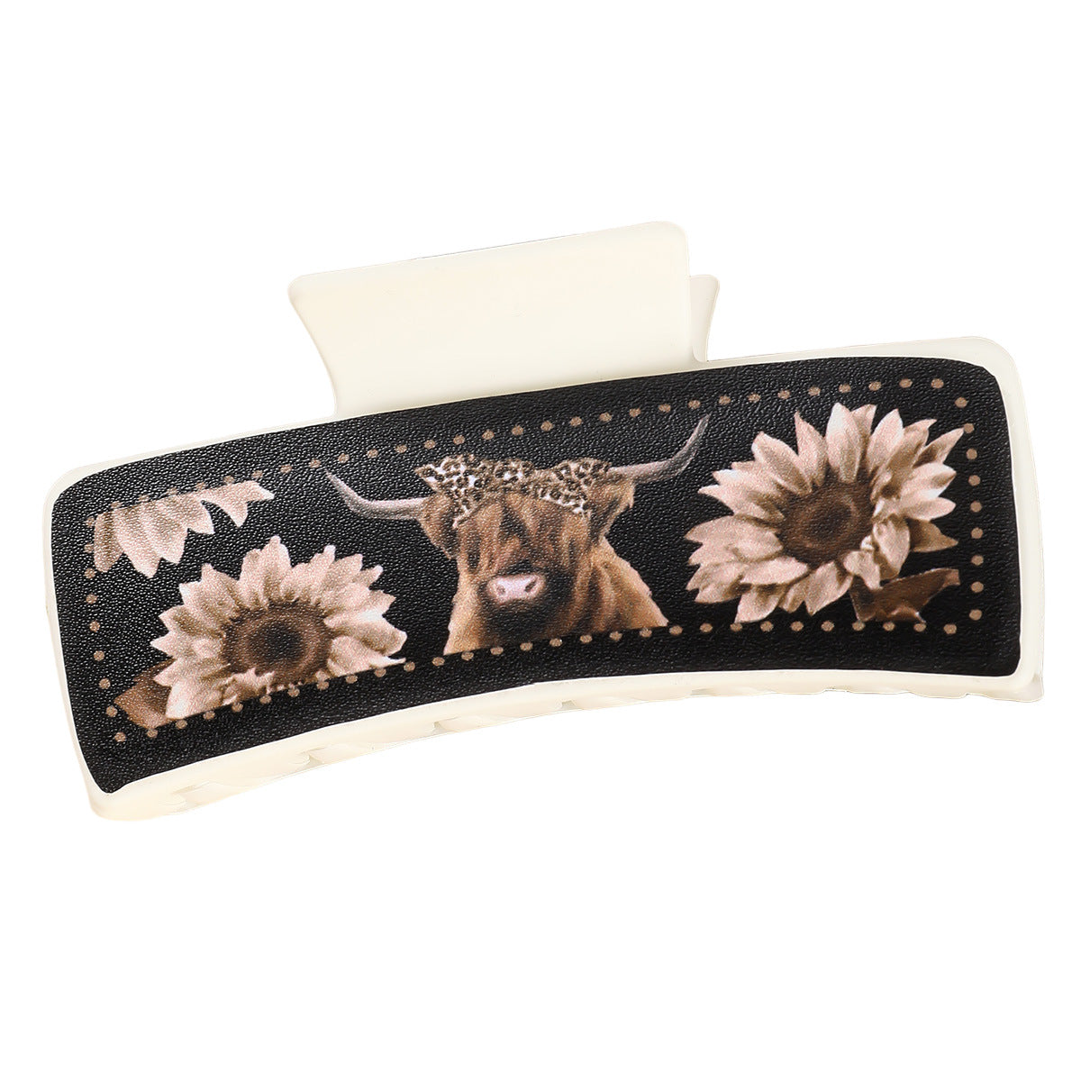 Wholesale yak chrysanthemum black leather large square clip shark clip