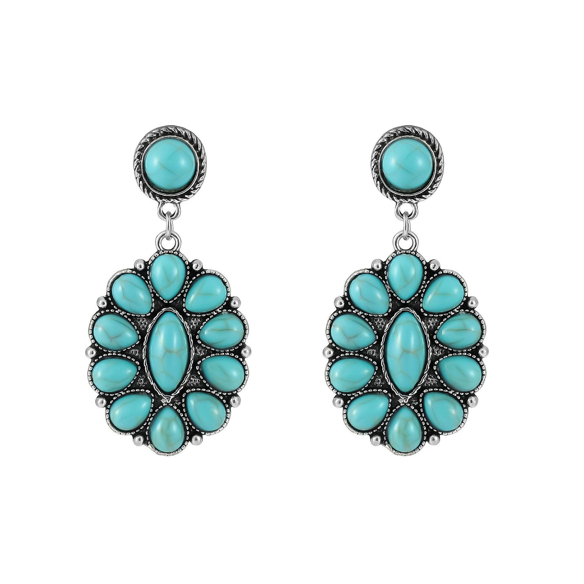 Wholesale Vintage Bohemian Turquoise Geometric Stud Earrings