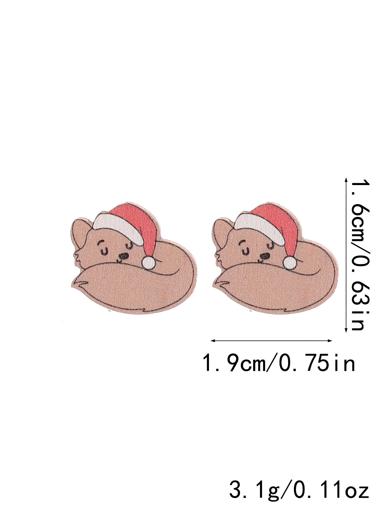 Wholesale Christmas Cute Animal Bear Fox Wooden Vintage Earrings