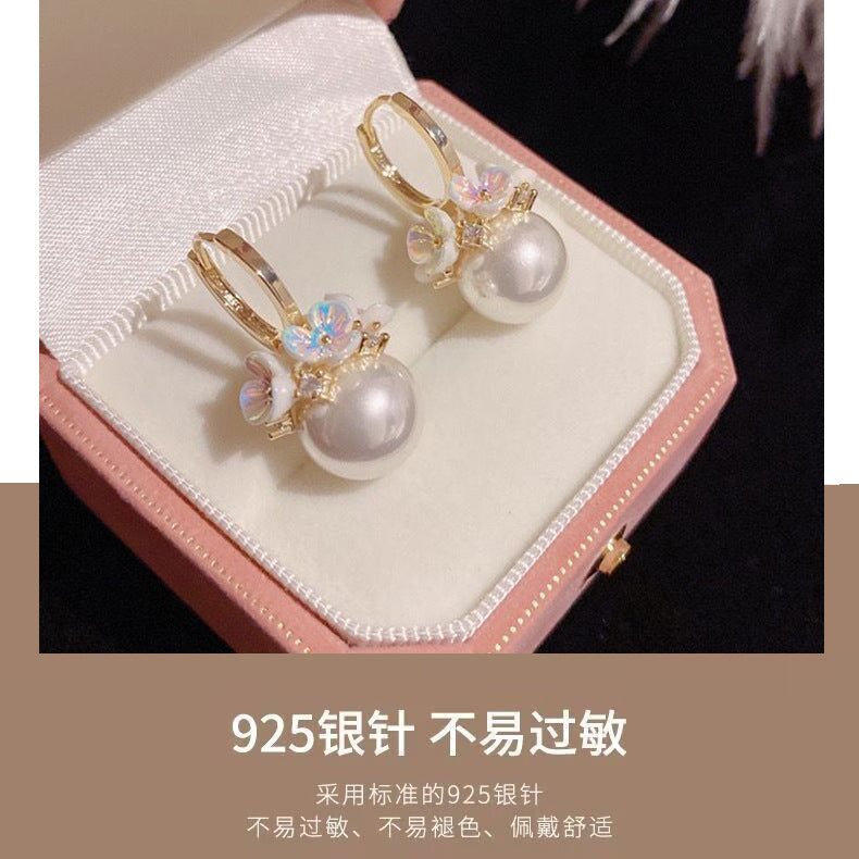 Wholesale Exquisite Shell Flower Basket Pearl Earrings