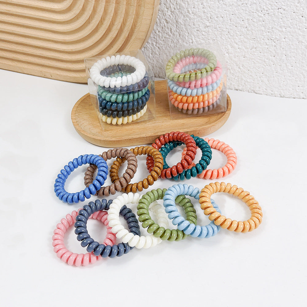 Wholesale Telephone Cord Rainbow Color High Elasticity Plastic Hair Ties