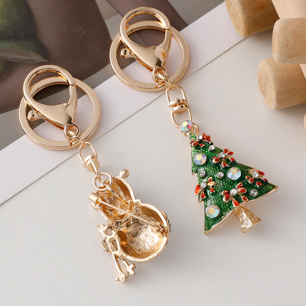 Wholesale Metal Christmas Tree Keychain Cute Enamel Pendant Holiday Gift Car Key Accessory