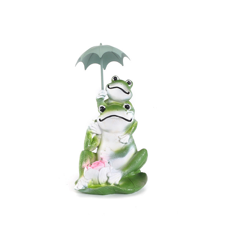 Wholesale of Frog Umbrella Resin Ornaments for Couples