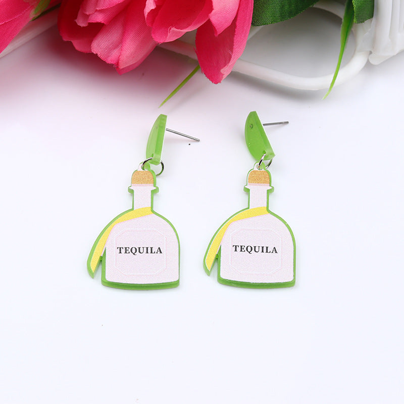 Wholesale Mexican Mariachia Aztec Carnival Hat Violin Color Print Geometric Acrylic Earrings