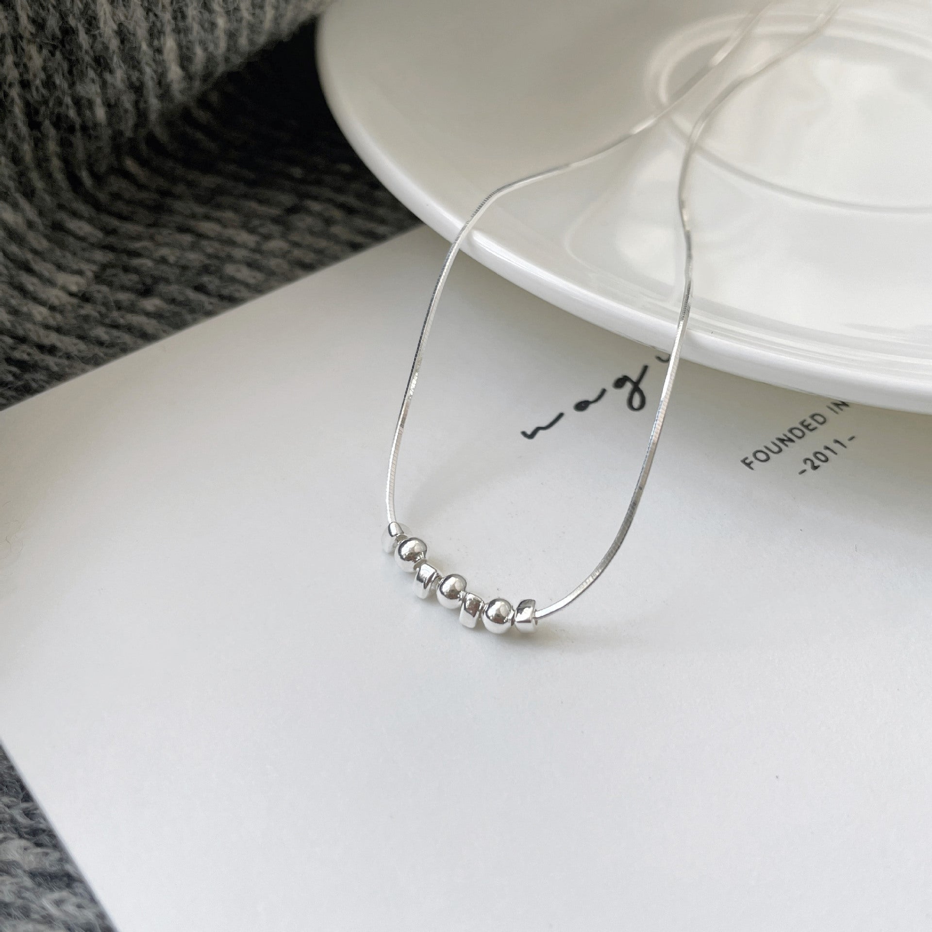 Wholesale 925 Sterling Silver Small Round Bead Necklace Clavicle Chain