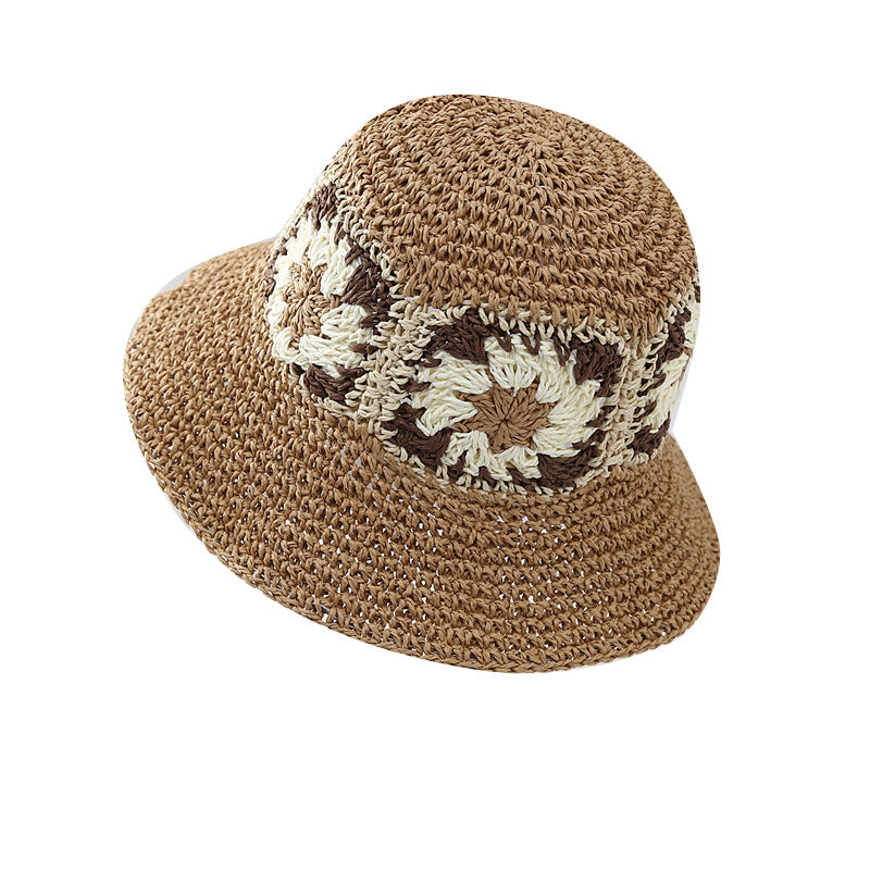 Wholesale Rainbow Color Braided Flowers Straw Hat