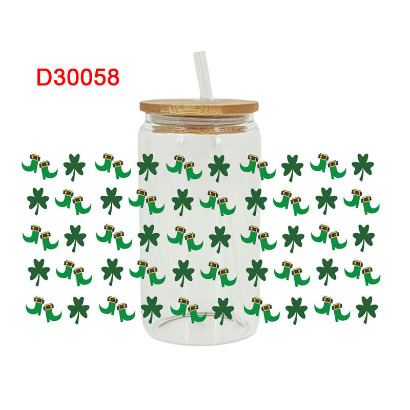 Wholesale Green Cartoon Bow 16oz Cup UV DTF Wraps
