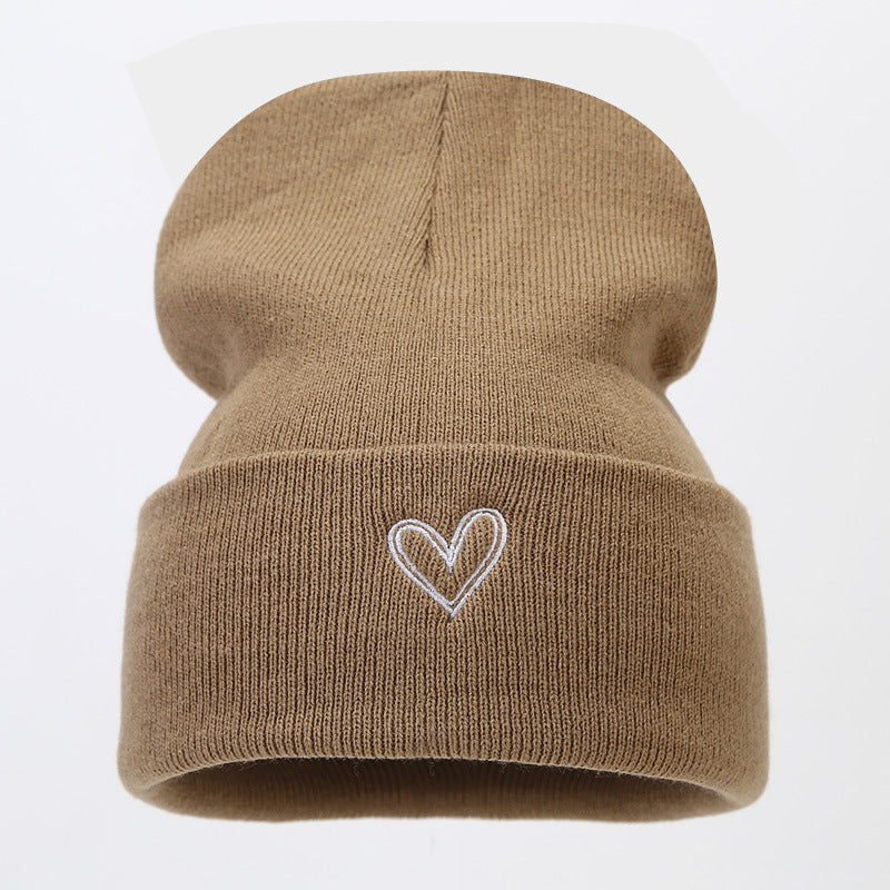 Wholesale Thickened Love Embroidered Acrylic Knitted Hats