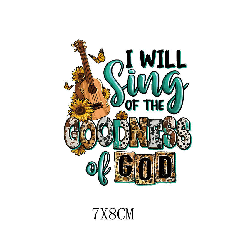 Wholesale  5pcs/pack   Sunflower letter heat transfer sticker pattern     UV DTF Ready to Press Transfers Wraps