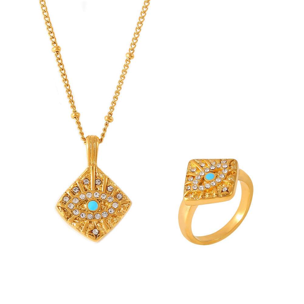 Wholesale 18K gold plated diamond cube pendant clavicle necklace