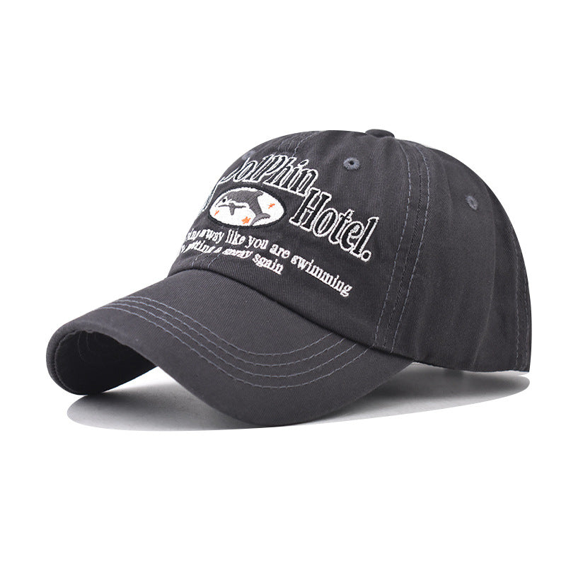 Wholesale Pure Cotton Washed Distressed Dolphin Baseball Cap