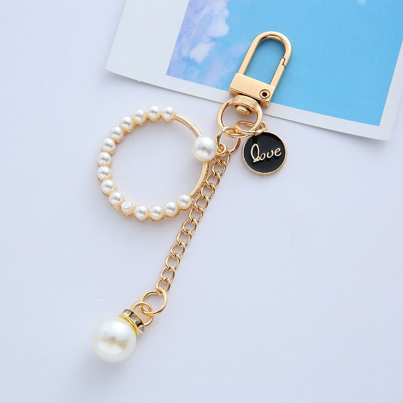Wholesale Pearl Love Metal Keychains