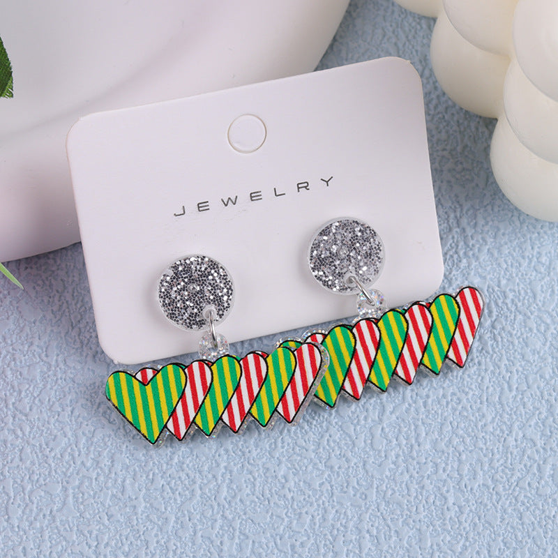 Wholesale Valentine's Day Vertical Rainbow Heart Acrylic Simple Personality Earrings