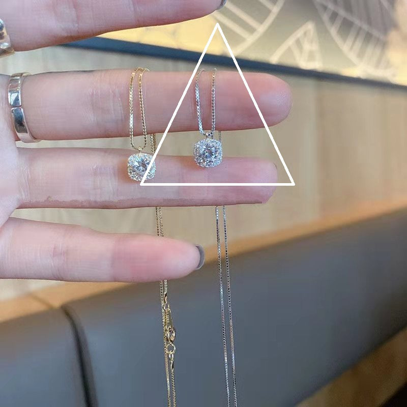 Diamantes cuadrados al por mayor collares de plata esterlina