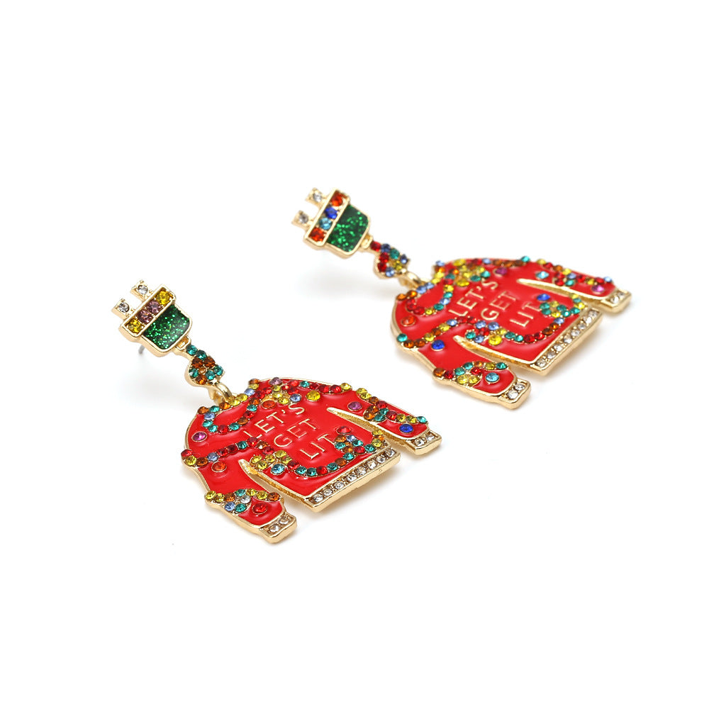 Wholesale Christmas Clothing Design with Oil Drop Diamond Earrings