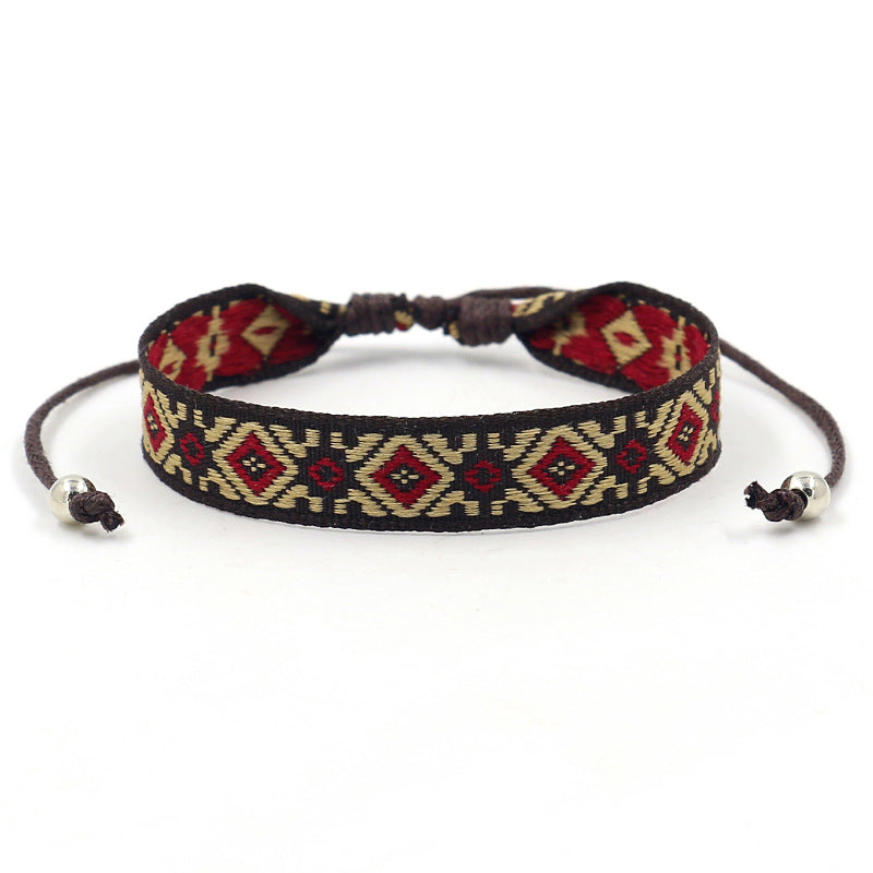 Wholesale Jacquard Geometric Polyester Bracelet
