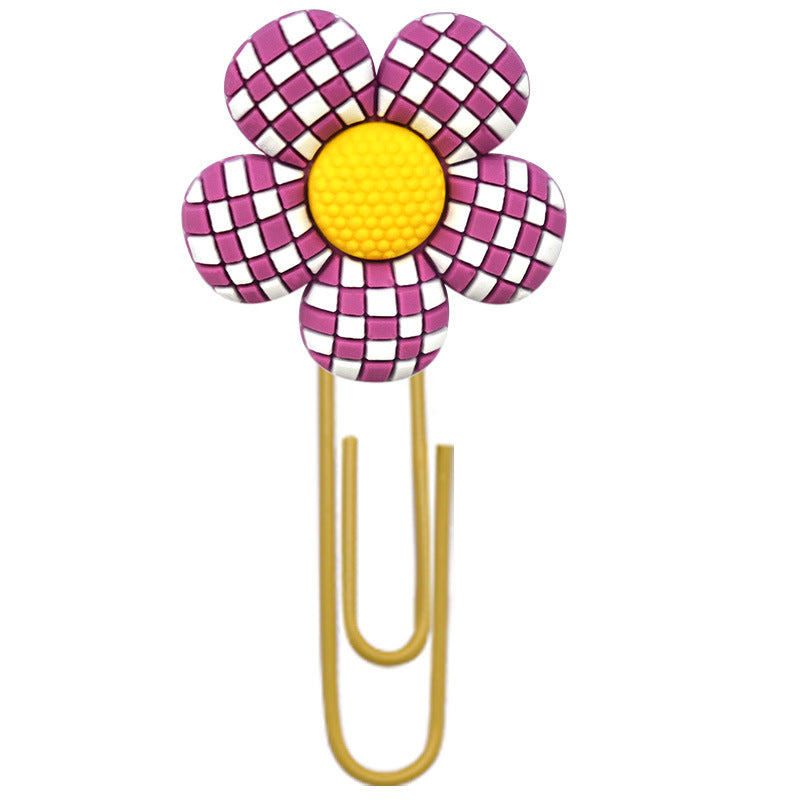 Wholesale  Random 50pcs/pack   Candy colored flower paper clip bookmark