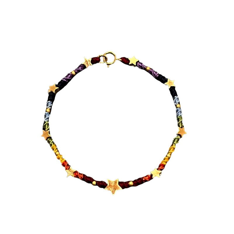 Wholesale Handmade starry woven colorful rainbow bracelet