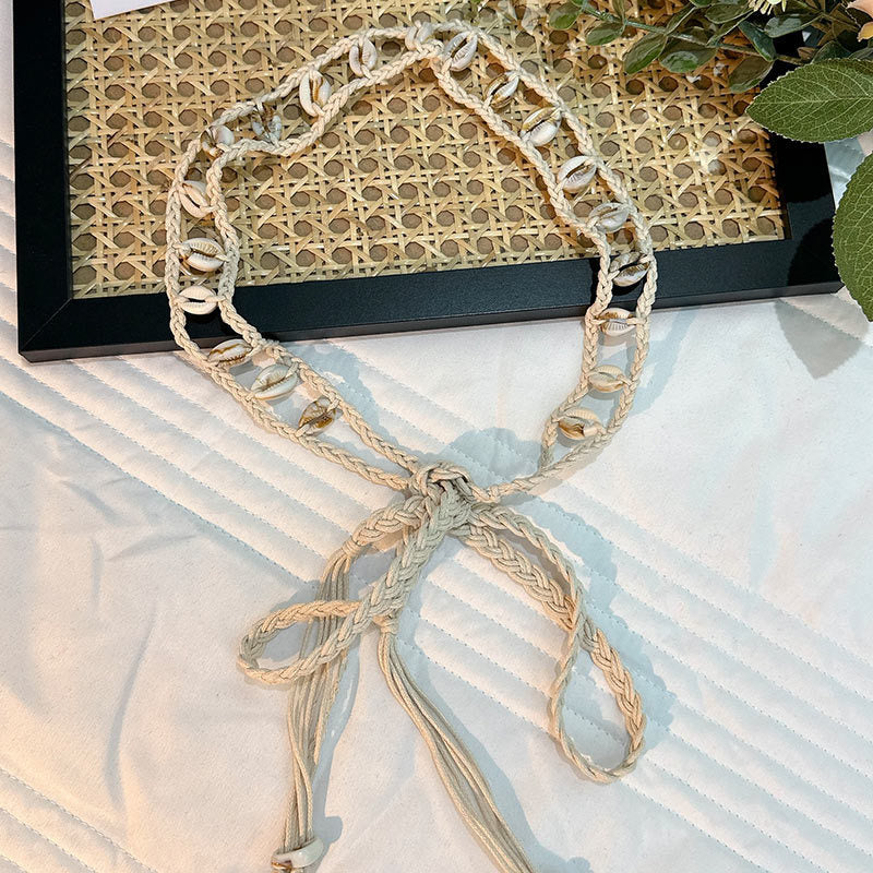 Wholesale Women's Versatile Dress Accessories Waist Rope Bohemian Braided Hemp Rope Waist Chain Thin Belt