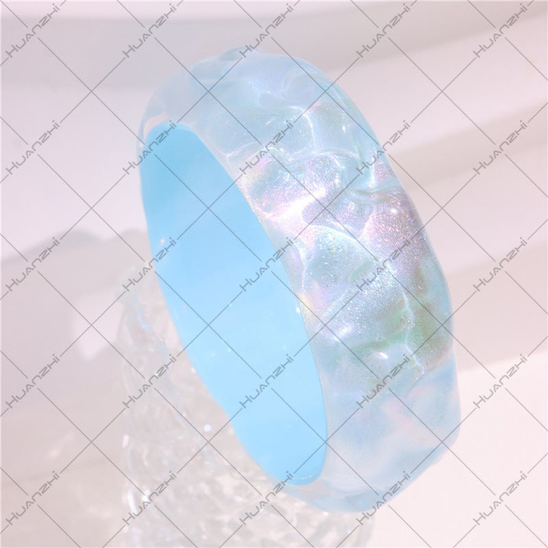 Wholesale Round Colorful Glitter Acrylic Bracelet Casual Round Mermaid Resin Bracelet