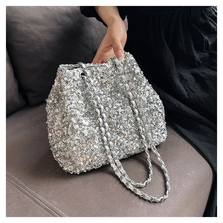 Wholesale Sequin Decorative Bucket Single Shoulder Underarm Bag