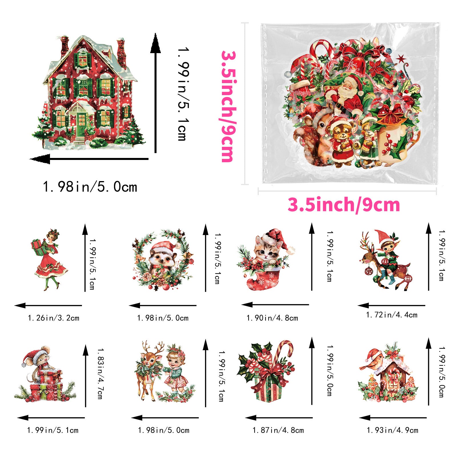 Wholesale 50pcs Santa Claus gift cute animal stickers