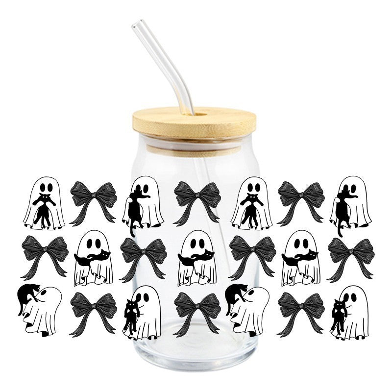 Wholesale 5pcs Pumpkin Cute Ghost Halloween 16oz Cup UV DTF Wraps