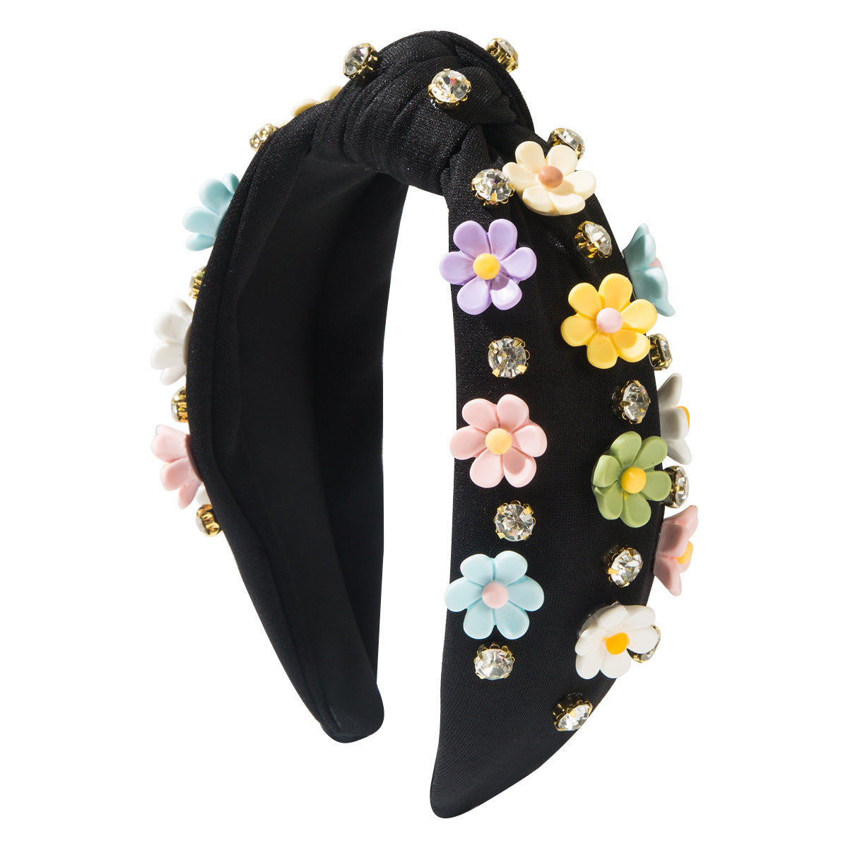 Wholesale  Fashion Sweet and Cute Little Fresh Headband Candy Color Diamond Flower Accessories Wide-Brimmed Headband Hair Accessories