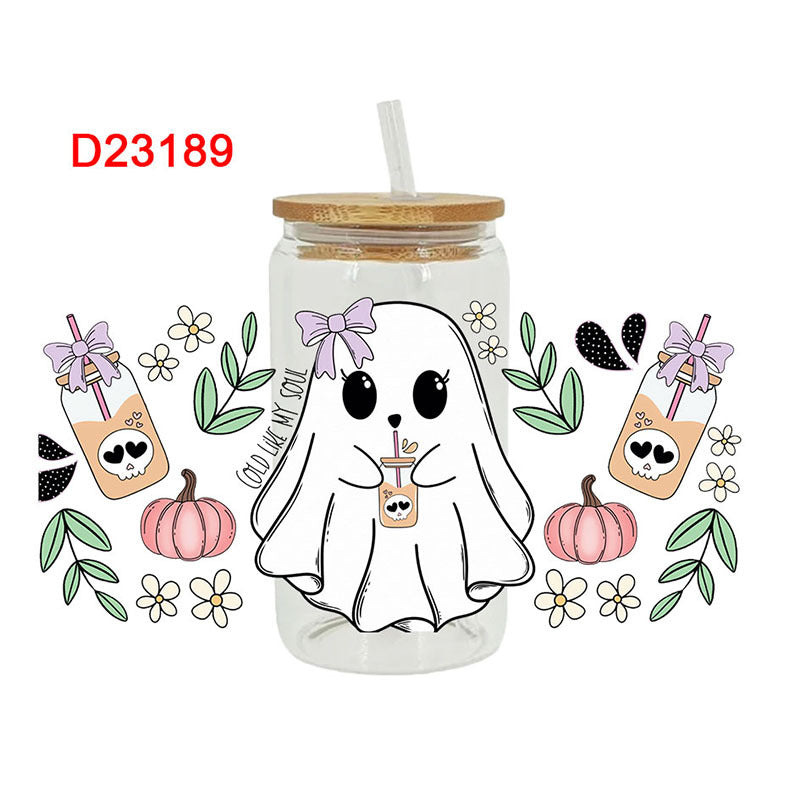 Wholesale Pumpkin Ghost Halloween 16oz Cup UV DTF Wraps