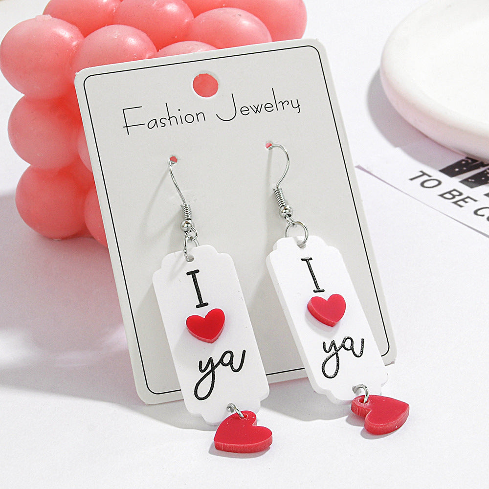Wholesale new Valentine's Day earrings series English letters acrylic I love you love earrings