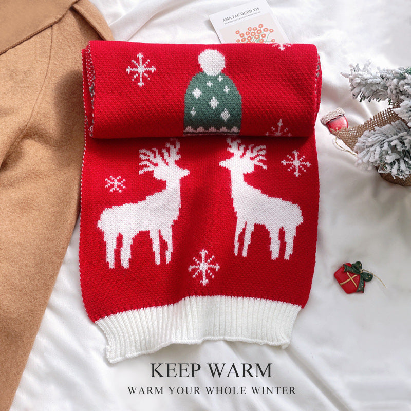 Wholesale Christmas Wool Knitted Thick Versatile Deer Scarf