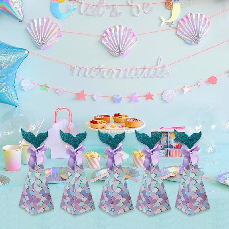 Wholesale of 10pcs/pack Mermaid Birthday Party Paper Candy Boxes