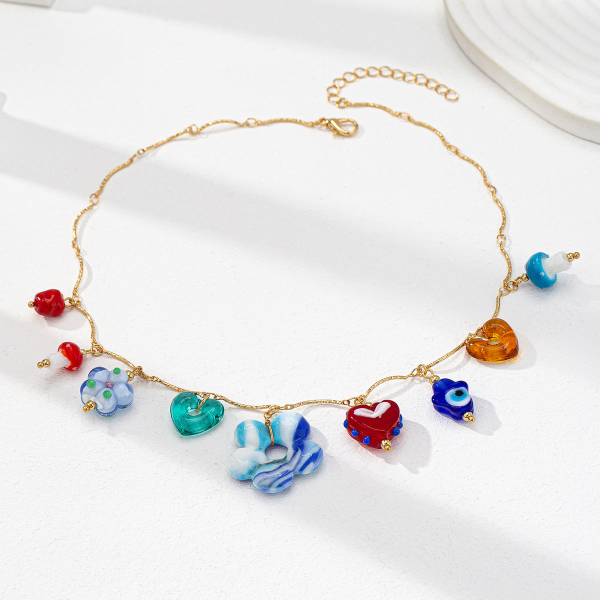 Wholesale Fruit Flower Ceramic Cross Multi Pendant Necklace