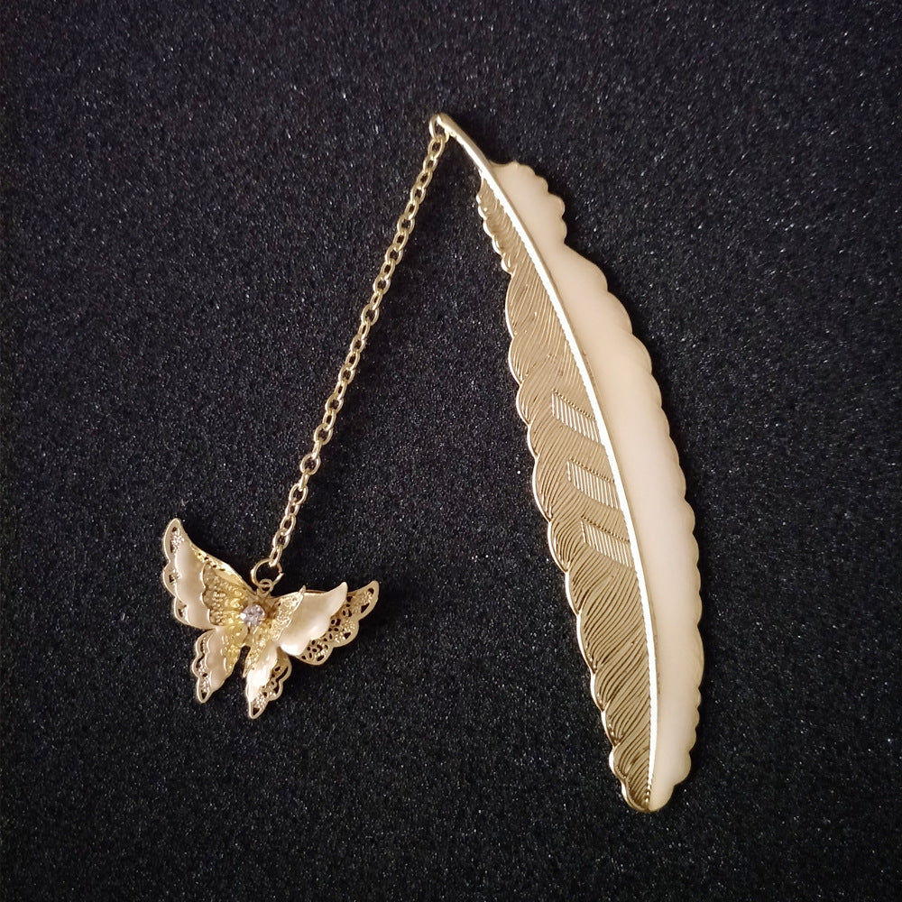 Wholesale Luminous Feather Retro Luminous Butterfly Metal Bookmark