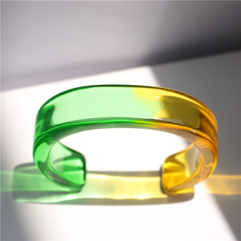 Wholesale Color Acrylic Bracelet Simple Geometric Transparent Resin Bracelet
