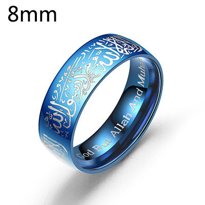 Wholesale Titanium Steel 8mm Laser Engraved Text Retro Exotic Ring