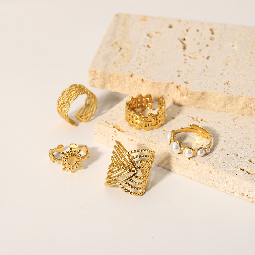 Wholesale Gold Titanium Steel Open Ring