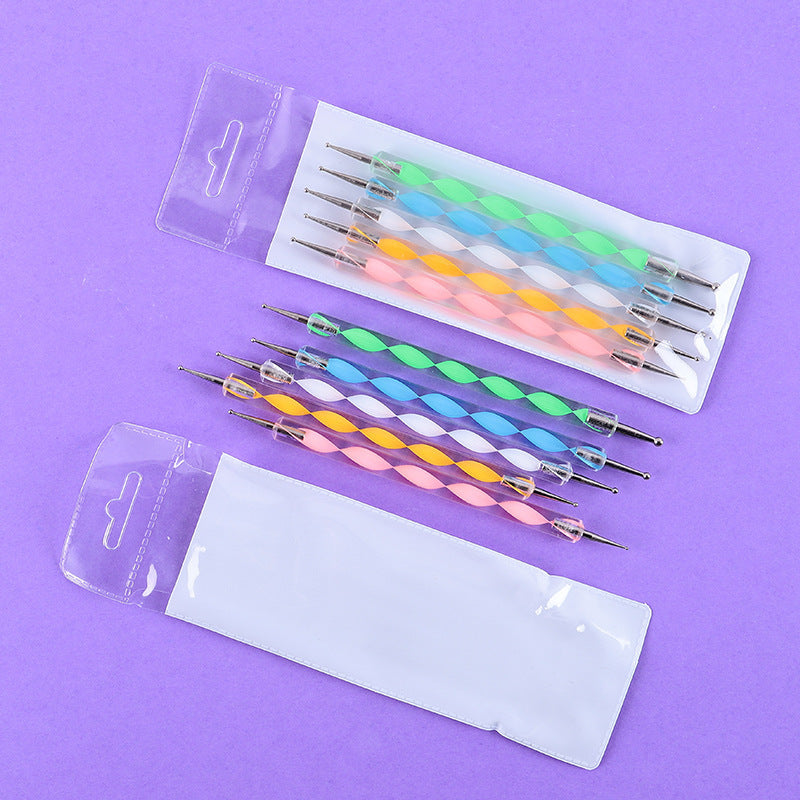 Wholesale Acrylic Drill Spiral Double-headed Manicure Dotting Pen Set 5 Pieces