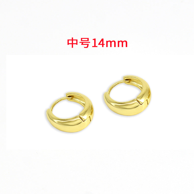 Wholesale Smooth European and American Fashionable Versatile Simple Copper Gold-plated Earrings