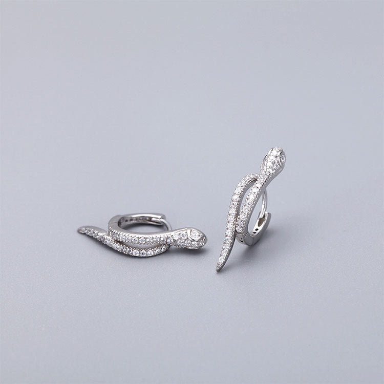Wholesale 925 Sterling Silver Snake Shaped Zircon Earrings